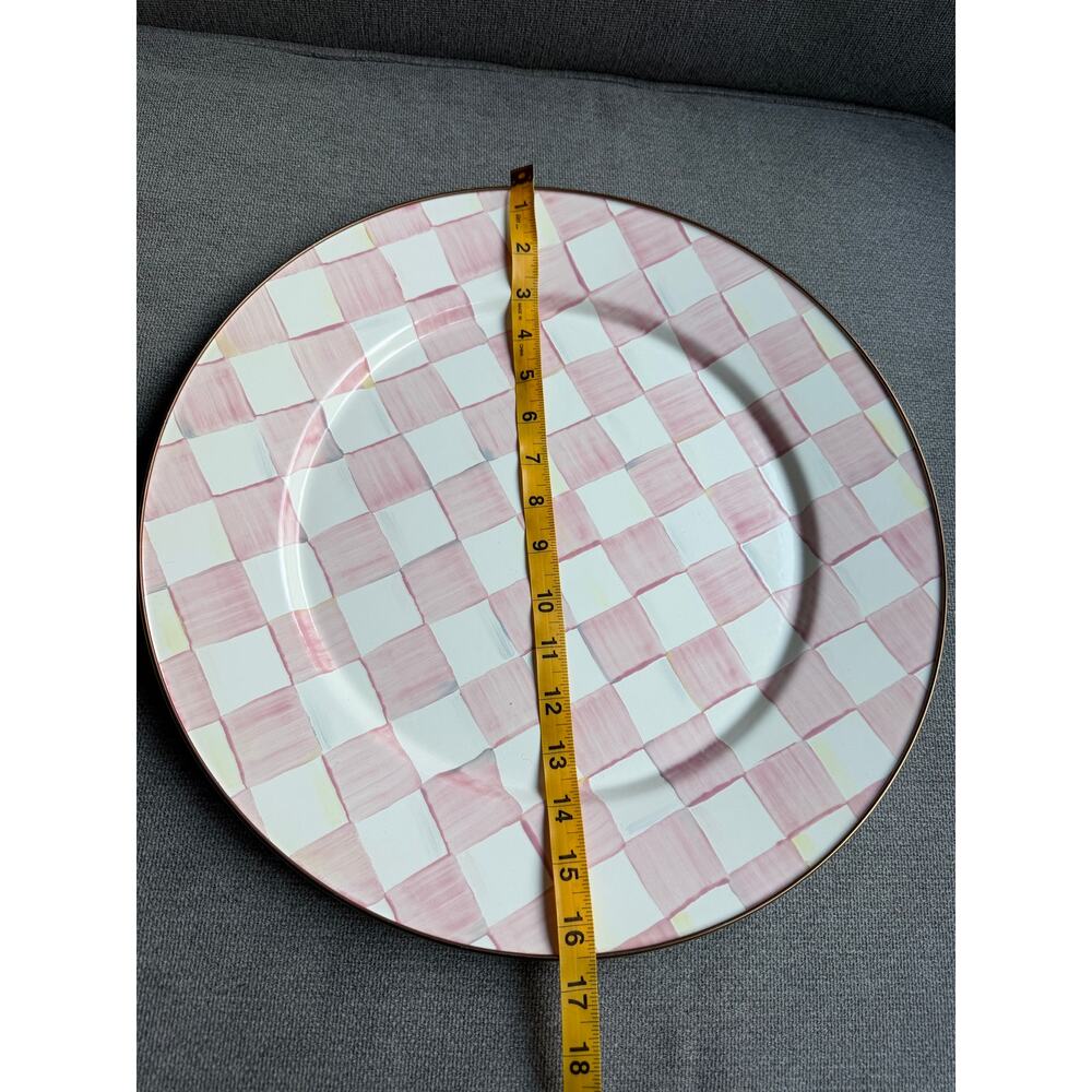 MacKenzie-Childs Rosy Check Enamel Serving Platter New - Picture 8 of 9